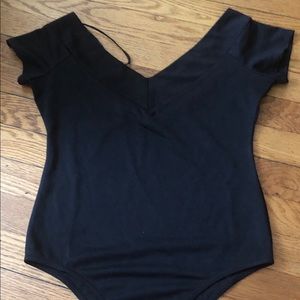 Black V-Neck Bodysuit